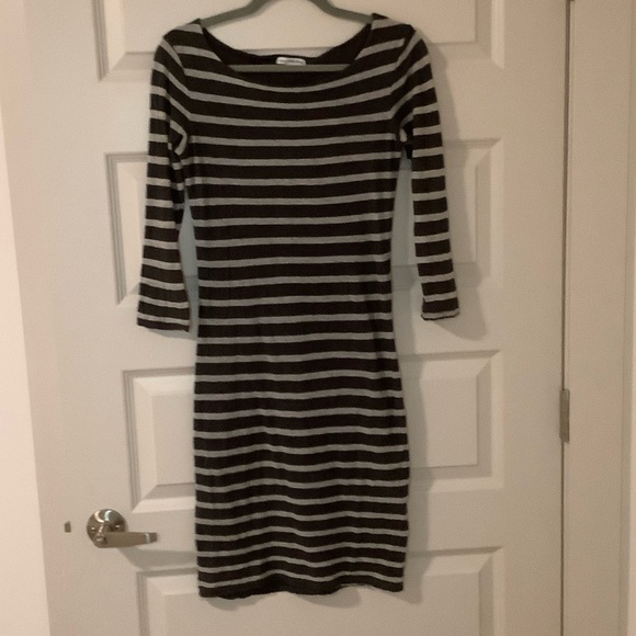 James Perse Dresses & Skirts - James Perse Gray Cotton Striped Dress Size 1